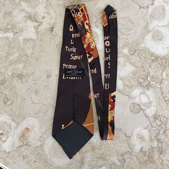 Vintage Louis Feraud Rare 1970’s Art Nouveau Print 100% Silk Tie - Picture 4 of 7